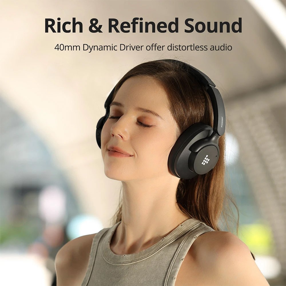 TRONSMART headphones Sounfii Q20S, ασύρματα & ενσύρματα, Hybrid ANC, Φ40mm, 500mAh, μαύρα - Image 4