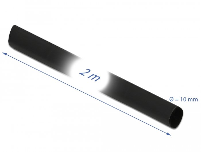 DELOCK Θερμοσυστελλόμενο μονωτικό για καλώδια 18981, 2mx10mm, 2:1 μαύρο - Image 2