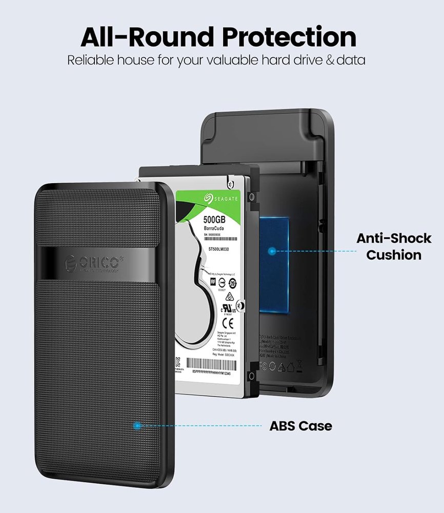 ORICO θήκη για 2.5" SATA HDD/SSD 2577C3-V1, 6Gbps, μαύρη - Image 3