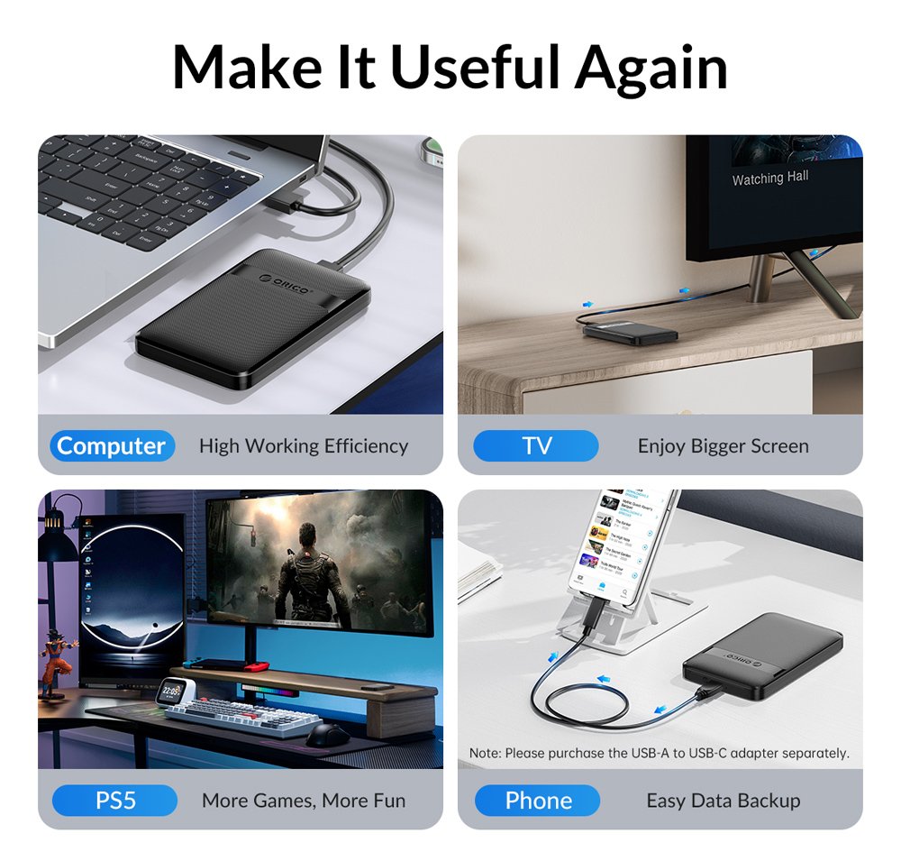 ORICO θήκη για 2.5" SATA HDD/SSD 2577C3-V1, 6Gbps, μαύρη - Image 8