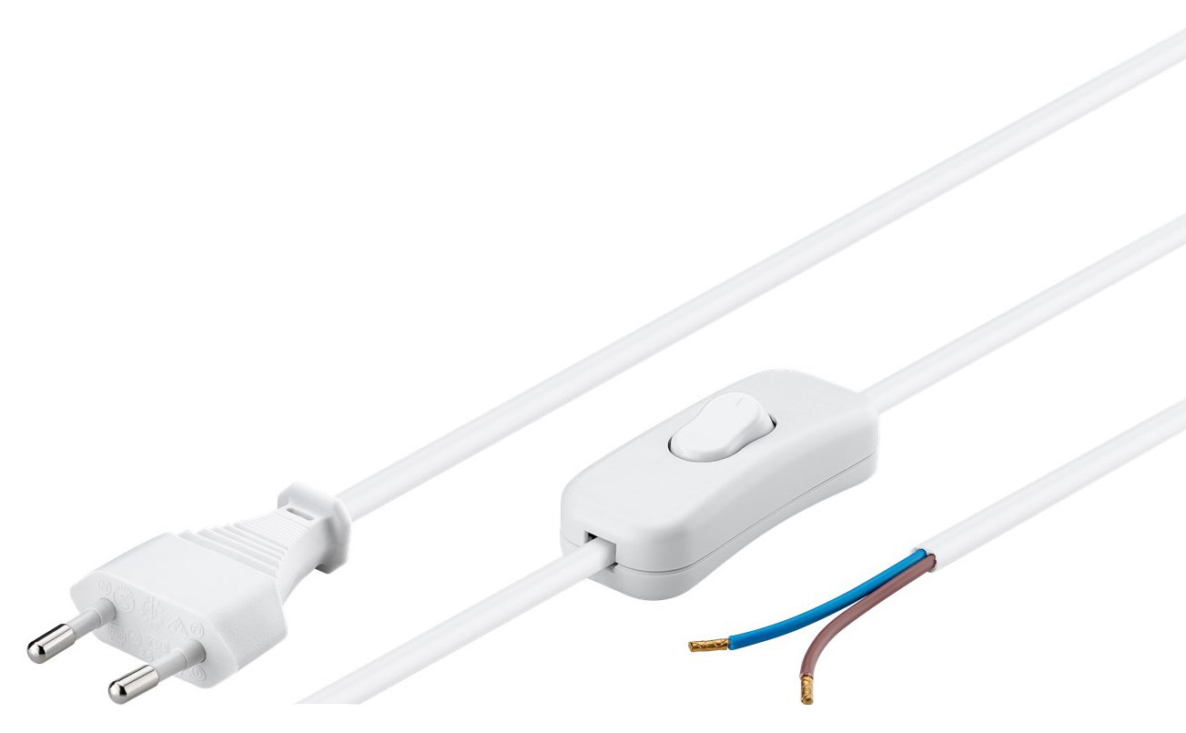 GOOBAY καλώδιο τροφοδοσίας 51349, 2x0.75mm², με διακόπτη, 1.5m, λευκό - Image 2