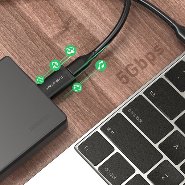 CABLETIME αντάπτορας USB-C σε USB CT-AMCF, 2.1A, 5Gbps, γκρι - Image 3