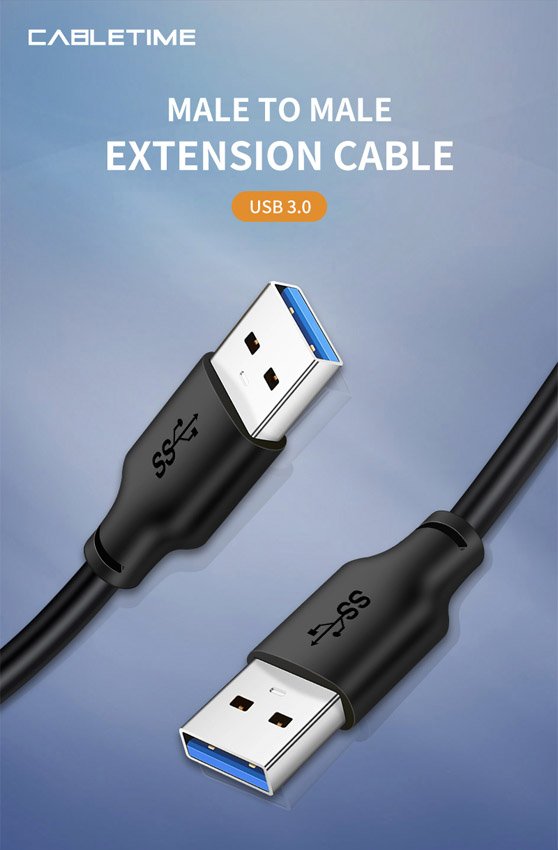 CABLETIME καλώδιο USB CT-AMAMN, 5 Gbps, 0.5m, μαύρο - Image 3