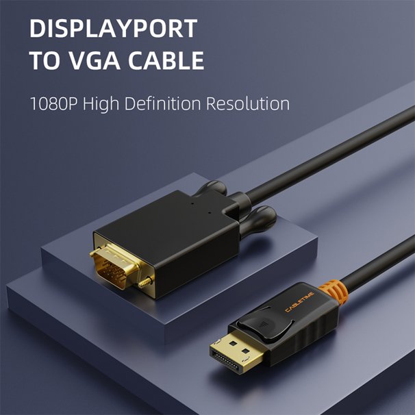 CABLETIME καλώδιο DisplayPort σε VGA CT-04G, 1080p, 1.8m, μαύρο - Image 4
