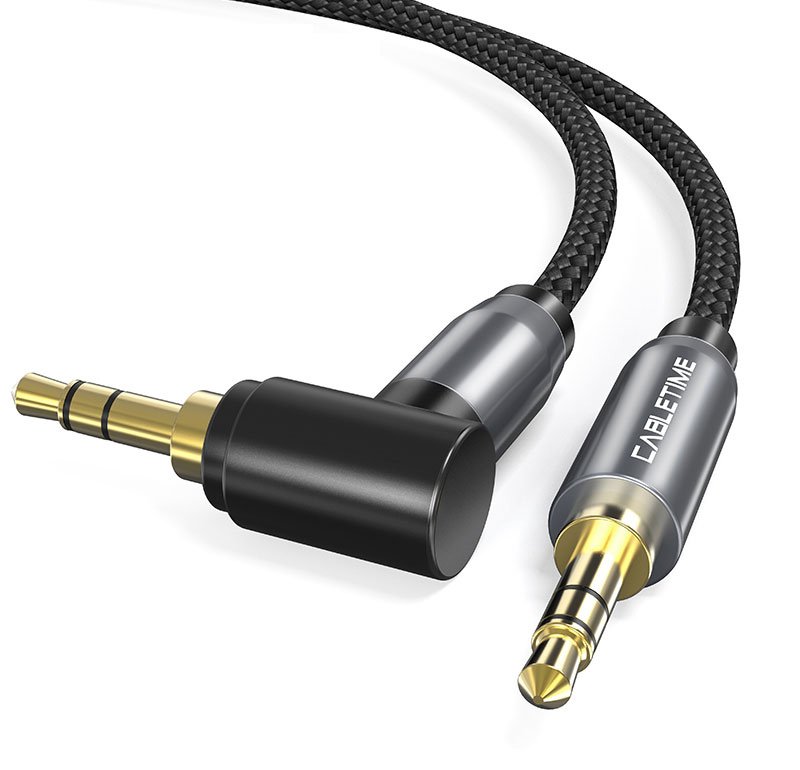 CABLETIME καλώδιο ήχου 3.5mm CT-P11RGN, γωνιακό, AUX, 1m, μαύρο