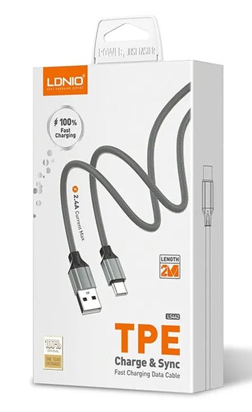 LDNIO καλώδιο Lightning σε USB LS442, 2.4A, 2m, γκρι - Image 4