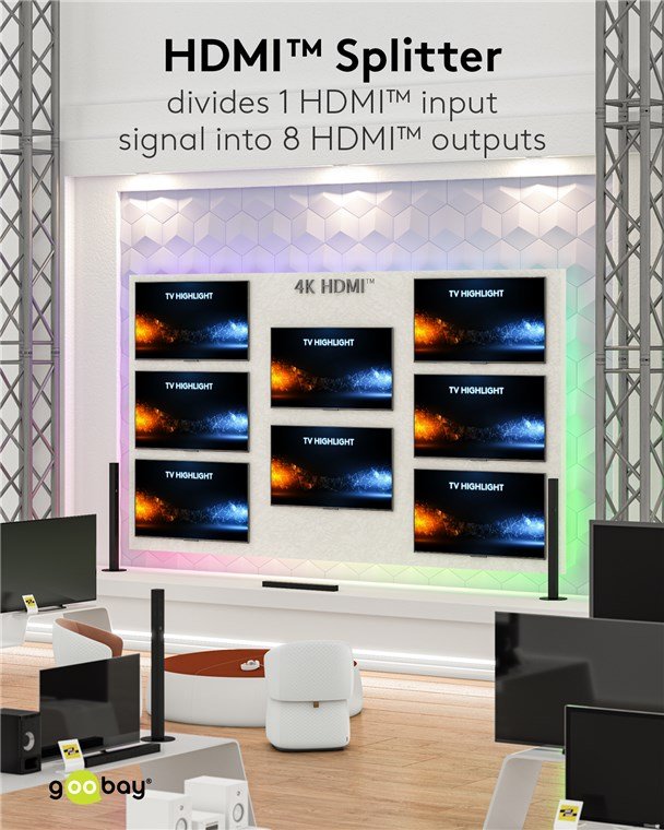GOOBAY HDMI splitter 58484, 8 σε 1, 4K/60Hz, μαύρο - Image 3