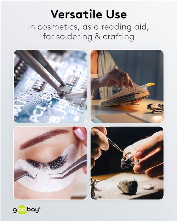 GOOBAY μεγεθυντικός φακός 60361 με σφιγκτήρα, LED, 3 διόπτρες, λευκός - Image 7