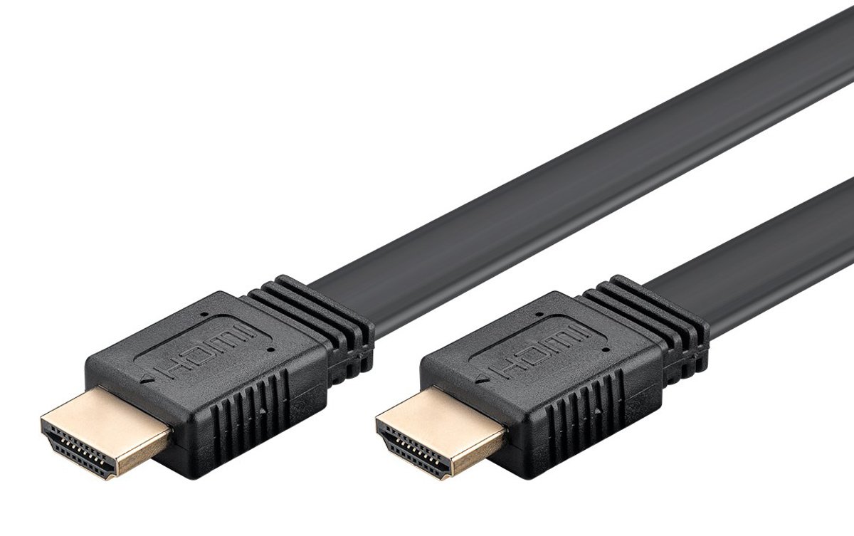 GOOBAY καλώδιο HDMI 2.0 61279, Ethernet flat, 4K/60Hz 18 Gbps, 2m, μαύρο