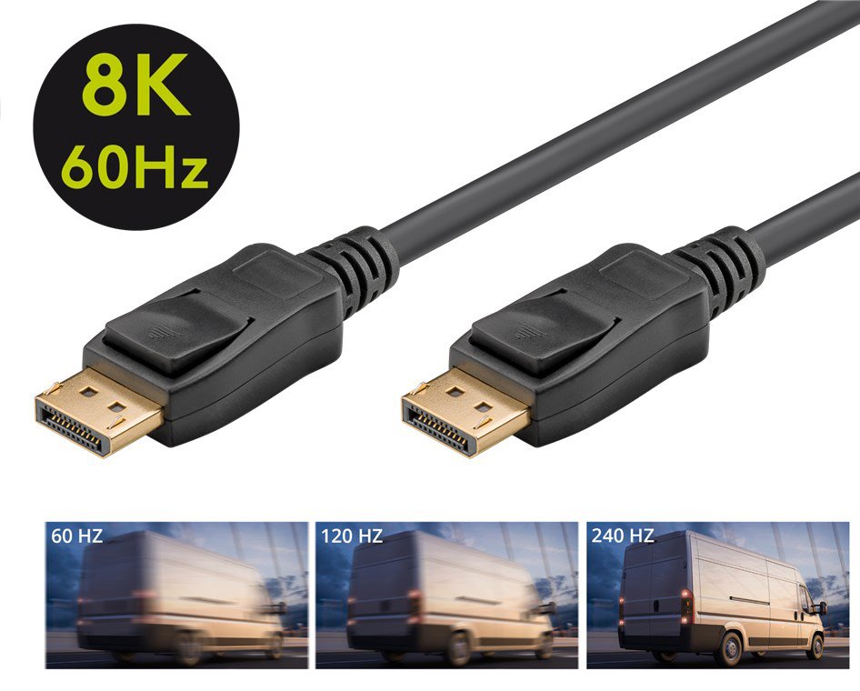 GOOBAY καλώδιο DisplayPort 61697, 8K/60Hz, 32.4 Gbit/s, 2m, μαύρο - Image 2
