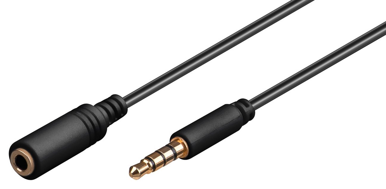 GOOBAY προέκταση καλωδίου ήχου 3.5mm 62480, 4 pin stereo, CU, 3m, μαύρο
