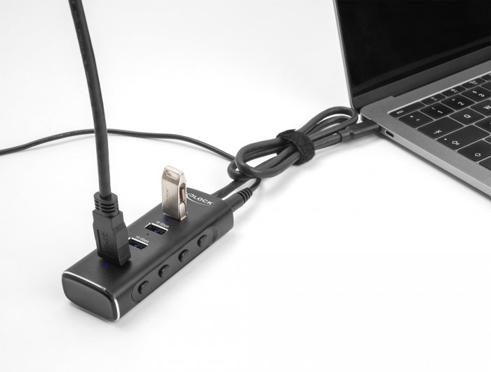 DELOCK USB hub 64233 με διακόπτες, 4 θυρών, 10Gbps, USB-C σύνδεση, μαύρο - Image 2