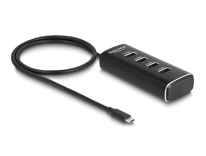 DELOCK USB hub 64233 με διακόπτες, 4 θυρών, 10Gbps, USB-C σύνδεση, μαύρο - Image 3