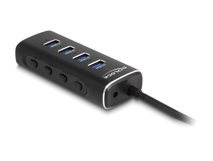 DELOCK USB hub 64233 με διακόπτες, 4 θυρών, 10Gbps, USB-C σύνδεση, μαύρο - Image 4