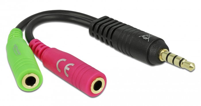 DELOCK καλώδιο 3.5mm σε 2x 3.5mm 65344, OMTP, 10cm, μαύρο