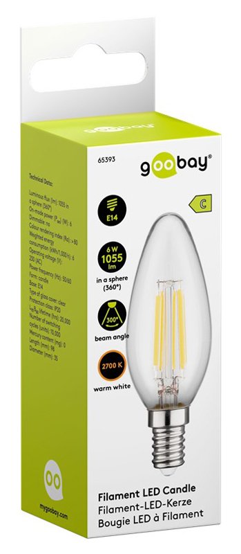 GOOBAY LED λάμπα candle 65393, E14, Filament, 6W, 2700K, 1055lm - Image 3
