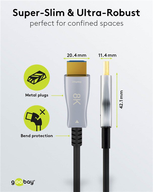 GOOBAY καλώδιο HDMI 2.1 65558 με Ethernet, 8K/60Hz, 48 Gbps, 10m, μαύρο - Image 6