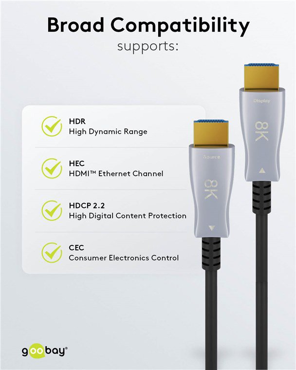 GOOBAY καλώδιο HDMI 2.1 65558 με Ethernet, 8K/60Hz, 48 Gbps, 10m, μαύρο - Image 7