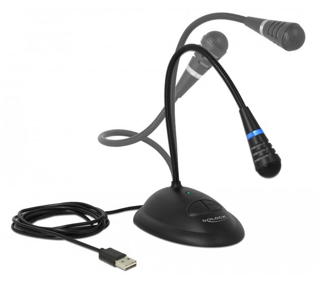 DELOCK μικρόφωνο με βάση και mute button 65871, USB, 1.7m, μαύρο - Image 2