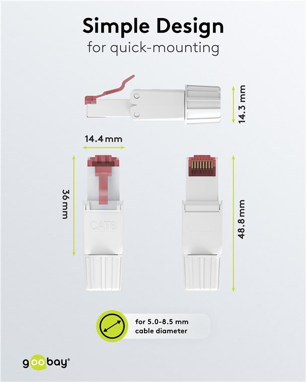 GOOBAY βύσμα RJ45 65942, CAT 6 UTP, tool-free, λευκό - Image 5