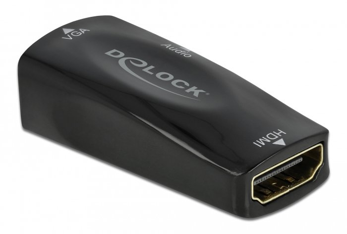 DELOCK αντάπτορας HDMI σε VGA 66560, με audio, 1080p/60Hz, μαύρος