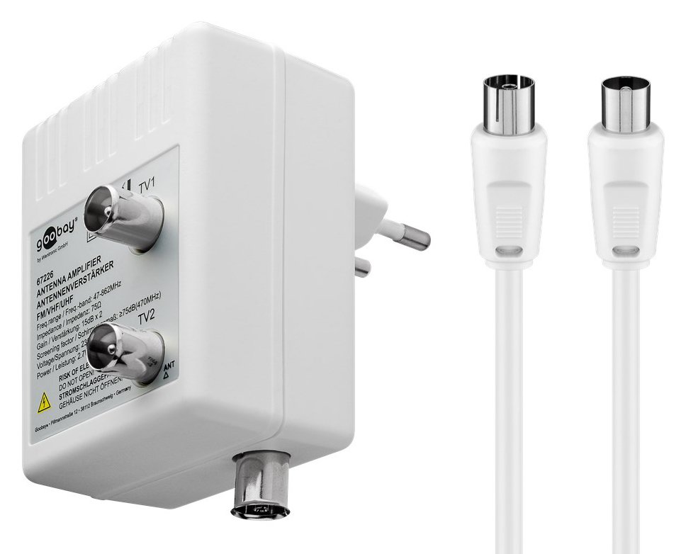GOOBAY ενισχυτής κεραίας 67226, 2 συσκευές, DVB-T DVB-T2 DVB-C, λευκός