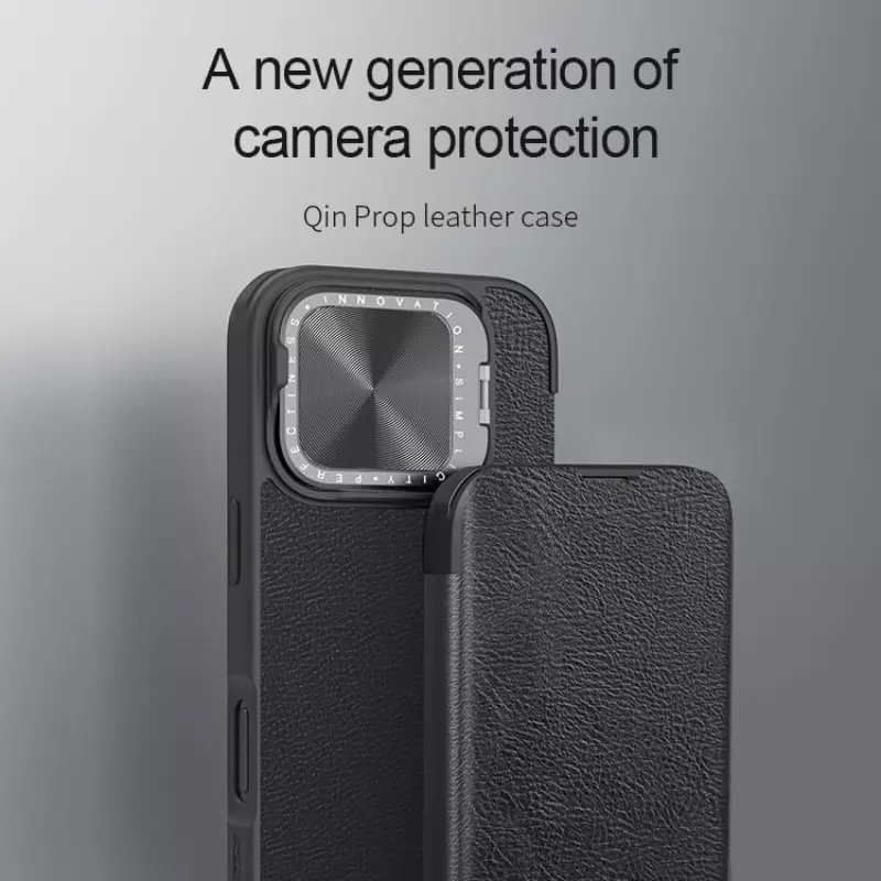 NILLKIN θήκη Qin Prop Leather για iPhone 16 Pro Max, δερμάτινη, μαύρη - Image 4