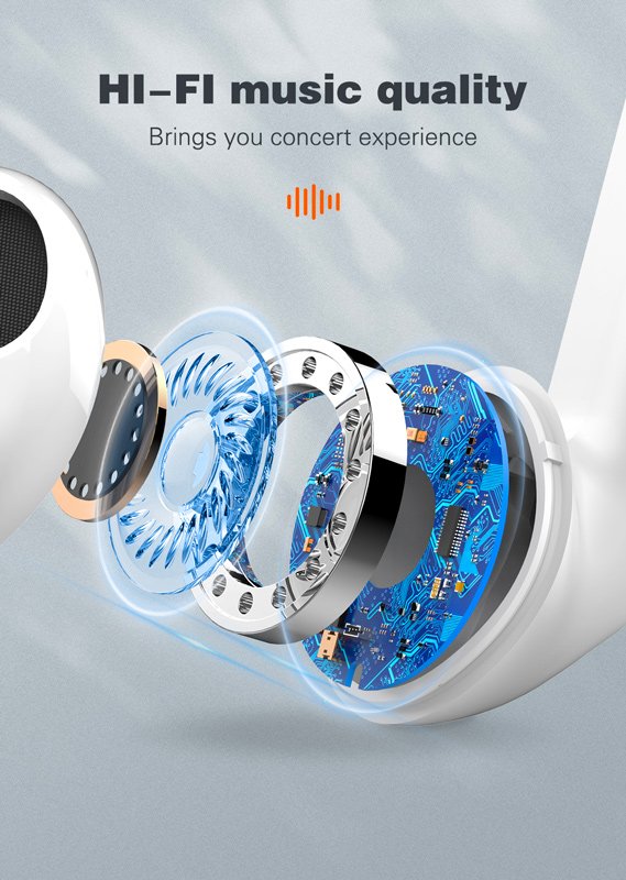 LDNIO earphones με θήκη φόρτισης T03, True Wireless, HiFi, Φ13mm, μαύρα - Image 4