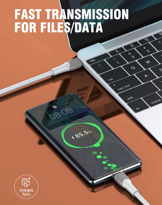 LDNIO καλώδιο USB-C σε USB-C LC601C, 100W PD, 1m, γκρι - Image 3