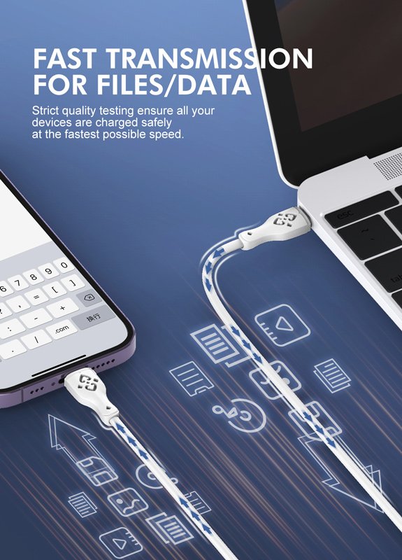 LDNIO καλώδιο Lightning σε USB-C LC812I, 30W PD, 2m, λευκό - Image 3