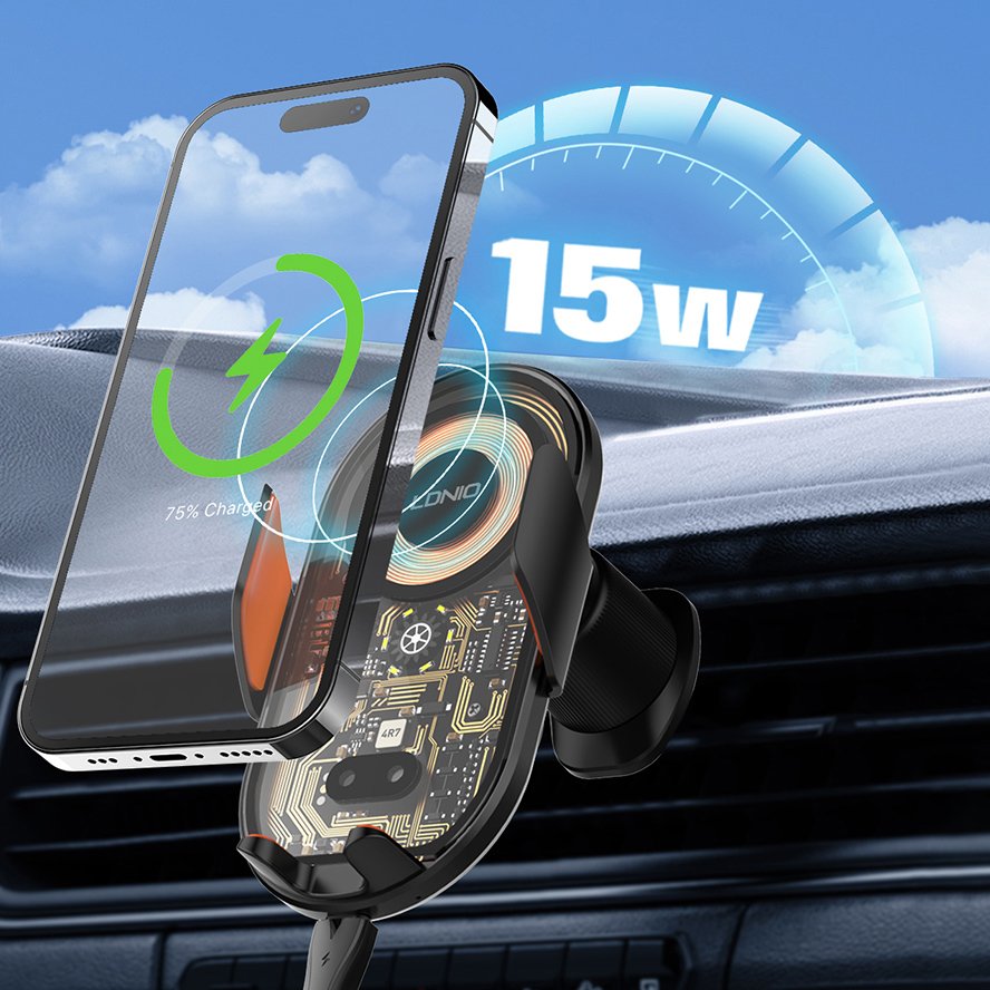 LDNIO ασύρματος φορτιστής & βάση smartphone αυτοκινήτου MA30, 15W, μαύρο - Image 2