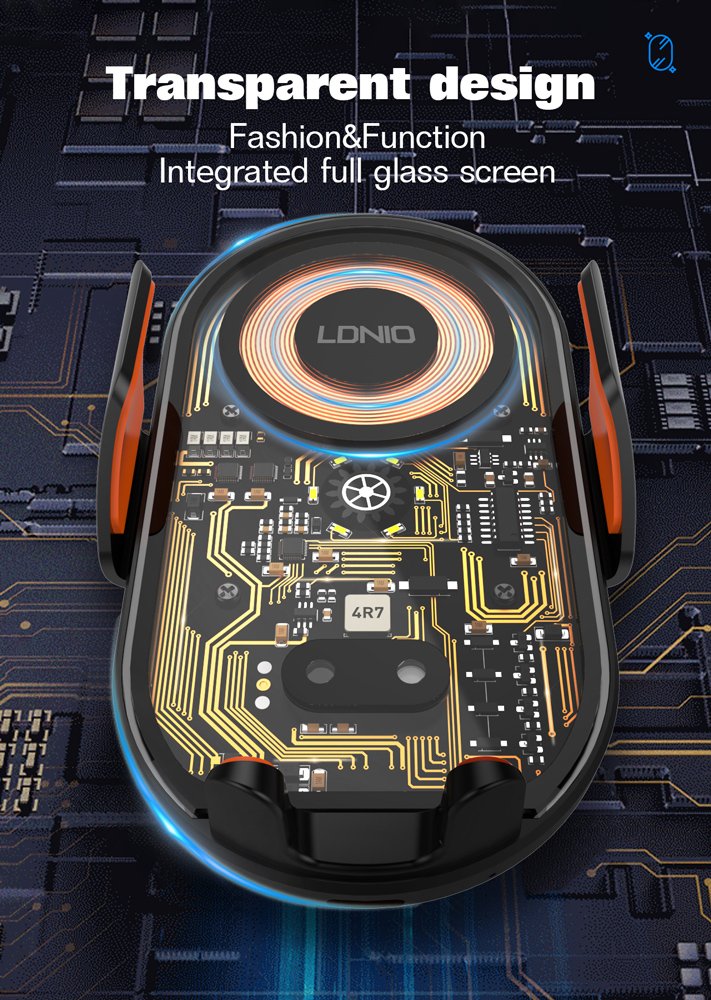 LDNIO ασύρματος φορτιστής & βάση smartphone αυτοκινήτου MA30, 15W, μαύρο - Image 3