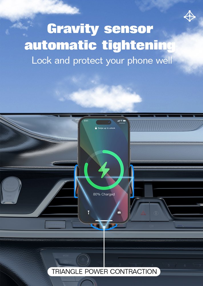 LDNIO ασύρματος φορτιστής & βάση smartphone αυτοκινήτου MA30, 15W, μαύρο - Image 5