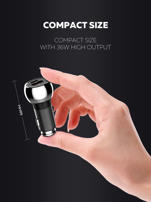 LDNIO φορτιστής αυτοκινήτου C1 με καλώδιο, USB & USB-C, 38W PD, μαύρος - Image 4