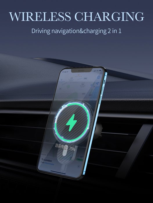 LDNIO ασύρματος φορτιστής & βάση αυτοκινήτου MA20, 15W, μαύρο - Image 2