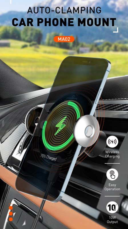 LDNIO ασύρματος φορτιστής & βάση αυτοκινήτου MA02, 15W, μαύρο - Image 9