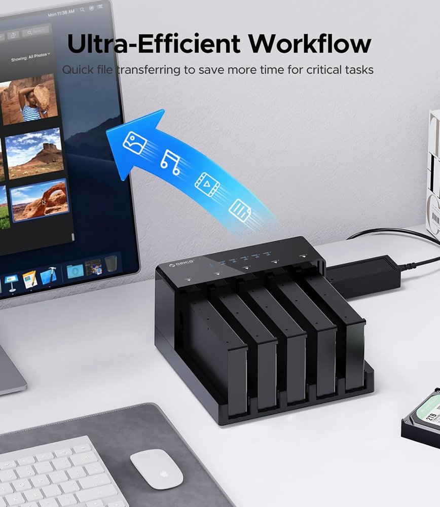 ORICO docking station για 2.5" ή 3.5" SATA HDD/SSD 6558US3-C, 5 θέσεων, 5Gbps, clone function, μαύρο - Image 2
