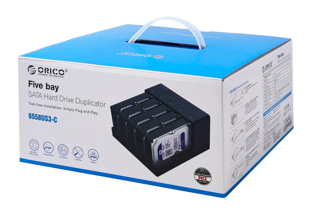 ORICO docking station για 2.5" ή 3.5" SATA HDD/SSD 6558US3-C, 5 θέσεων, 5Gbps, clone function, μαύρο - Image 6
