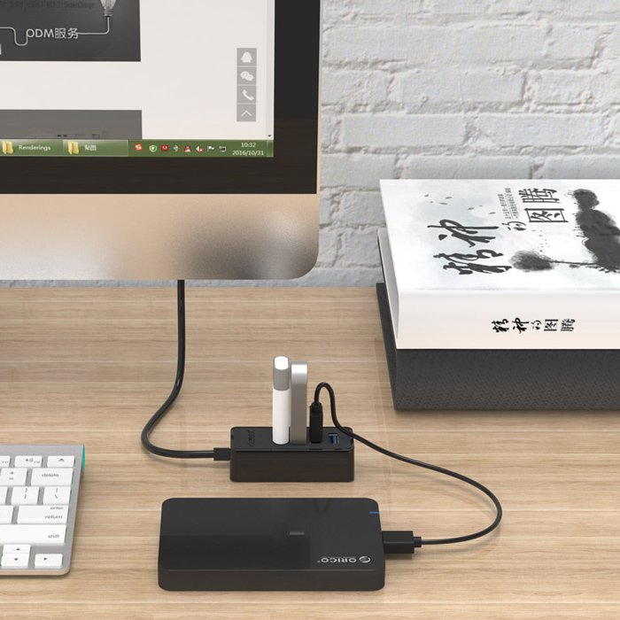ORICO USB hub W5P-U3, 4x θύρες USB 3.0 5Gbps, USB σύνδεση, 1m καλώδιο, μαύρο - Image 2