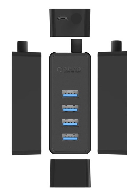 ORICO USB hub W5P-U3, 4x θύρες USB 3.0 5Gbps, USB σύνδεση, 1m καλώδιο, μαύρο - Image 4