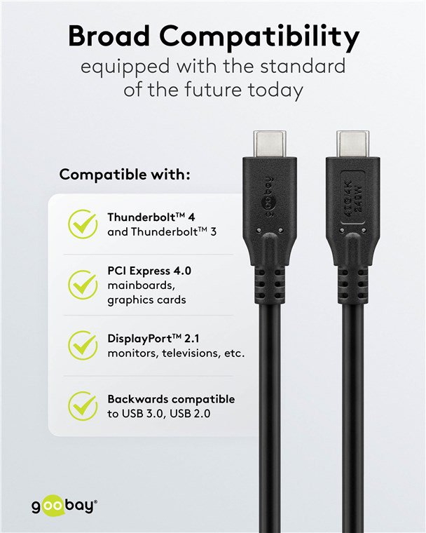 GOOBAY καλώδιο USB-C 74183, USB4, 240W, 40Gbps, 8K/60Hz, 1m, μαύρο - Image 7