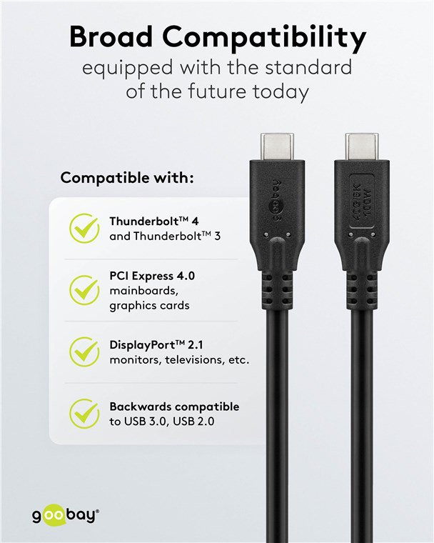 GOOBAY καλώδιο USB-C 74193, USB4, 100W, 40Gbps, 8K/60Hz, 2m, μαύρο - Image 7