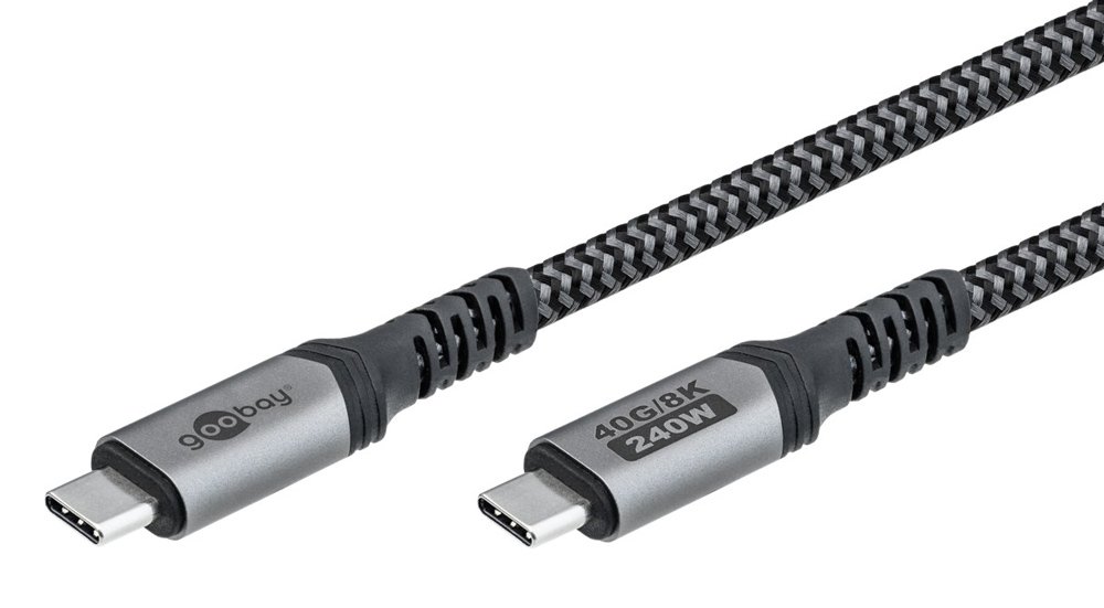 GOOBAY καλώδιο USB-C 74210, USB4, 240W, 40Gbps, 8K/60Hz, 0.50m, γκρι
