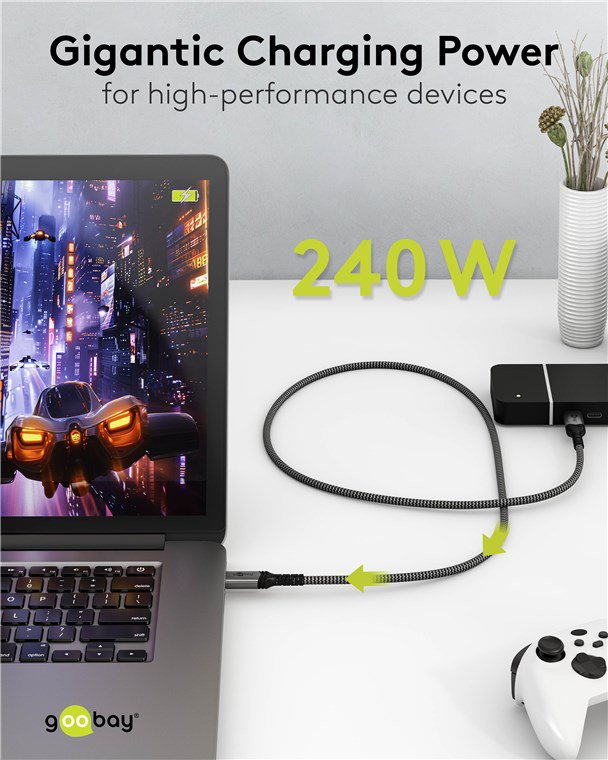 GOOBAY καλώδιο USB-C 74212, USB4, 240W, 40Gbps, 8K/60Hz, 1.5m, γκρι - Image 2