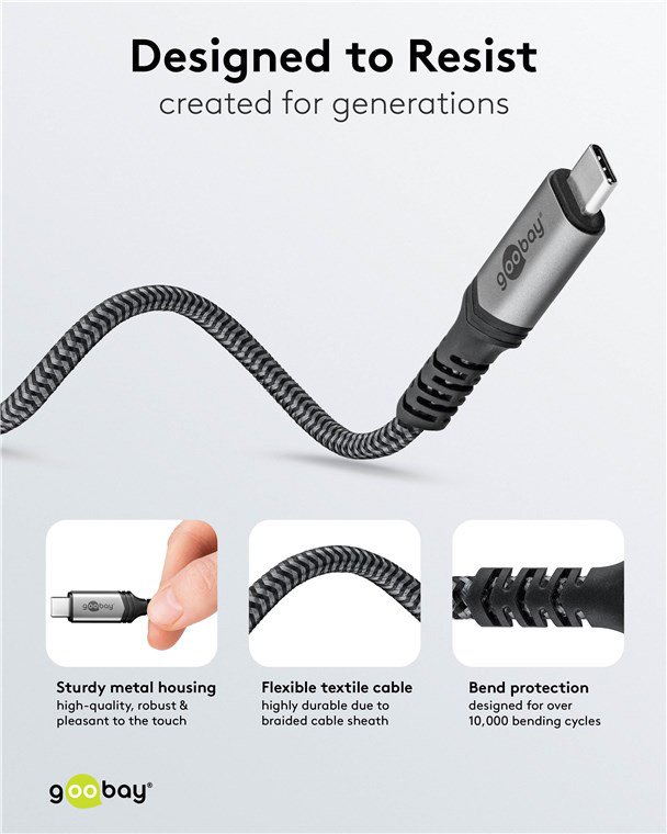 GOOBAY καλώδιο USB-C 74212, USB4, 240W, 40Gbps, 8K/60Hz, 1.5m, γκρι - Image 6