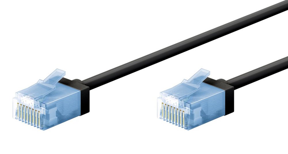 GOOBAY καλώδιο δικτύου 74231, CAT 6A U/UTP, ultra slim, copper, 500MHz, 0.25m, μαύρο