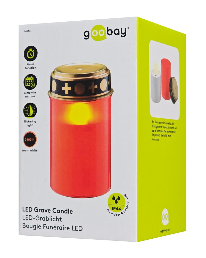 GOOBAY LED φωτιστικό κερί αφιέρωσης 74366, 2400K, IP44, κόκκινο - Image 4