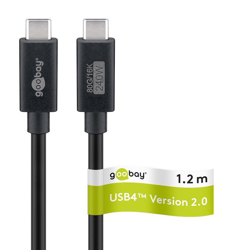 GOOBAY καλώδιο USB-C 74376, USB4, 240W, 80Gbps, 16K/60Hz, 1.2m, μαύρο - Image 9