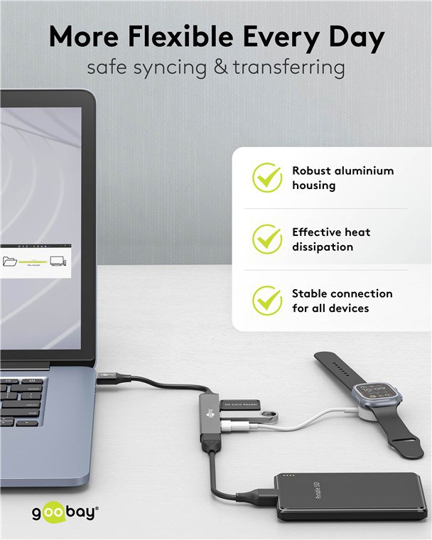 GOOBAY USB hub 74456, 4x θυρών, USB 3.2, 5Gbps, USB σύνδεση, γκρι - Image 6