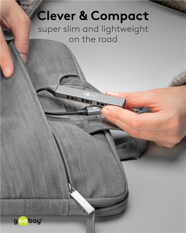 GOOBAY USB hub 74456, 4x θυρών, USB 3.2, 5Gbps, USB σύνδεση, γκρι - Image 7